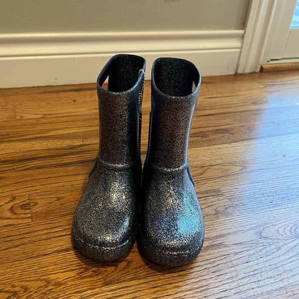 UGG drizlitza silver glitter pull on rain boots size 6 new